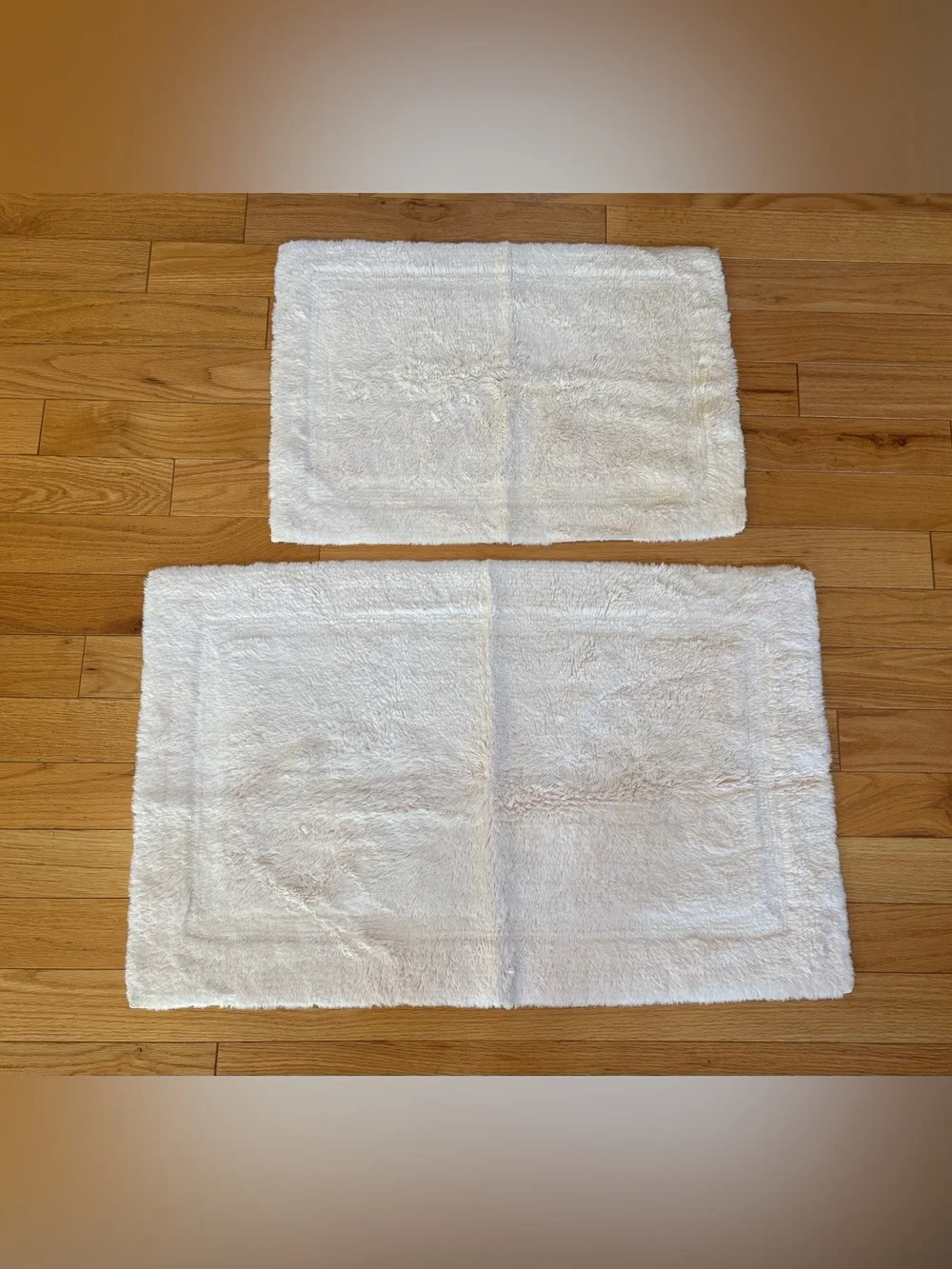 Pottery Barn Outlet White 100% Cotton Pile Bath Rugs Mats 17-24” & 21-34” EUC